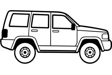 SUV Outline Vector Sketch