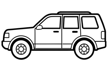 SUV Outline Vector Sketch