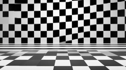 Obraz premium Black and White Checkerboard Pattern Minimalist Design Abstract Art High Contrast Geometric Texture