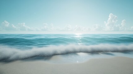 Majestic beach breezy ocean waves blue skies sunny day stillness