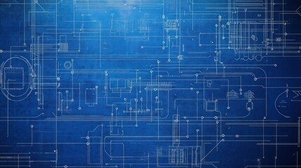 Abstract blue tech blueprint background.