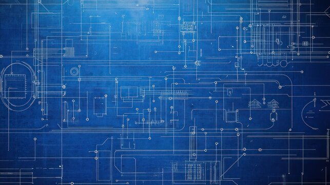 Abstract blue tech blueprint background.