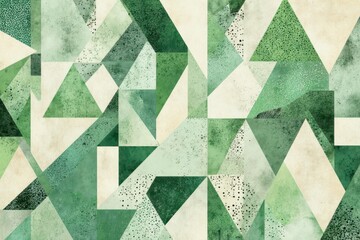 a green and white geometric pattern with triangles