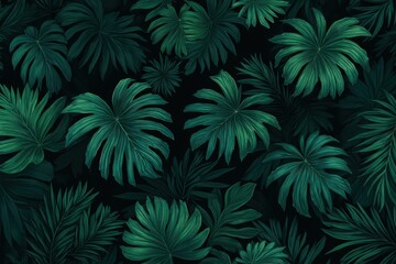 Fototapeta premium a green jungle wallpaper with dark green leaves