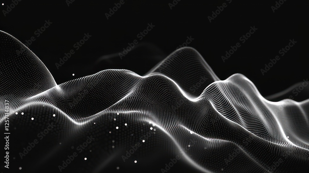 Aufkleber Abstract Monochromatic Wave Patterns in Digital Art