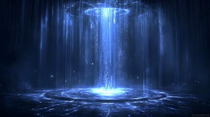 Fototapeta premium Mystical Blue Energy Portal Futuristic Fantasy Background Digital Art
