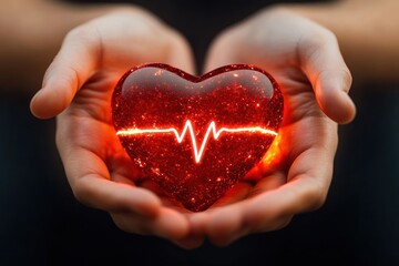 Holding a Red Heart Symbolizing Health and Hope