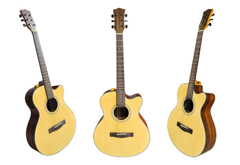 Acoustic guitar style OM collection set isolated on white background with clipping paths.