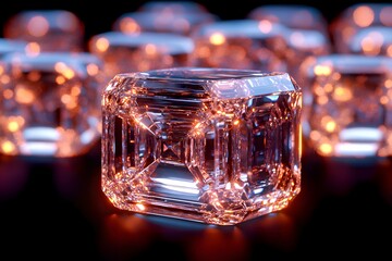 A large, transparent ice - like cube.