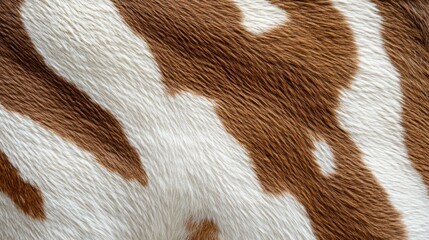 Close-up of brown and white cow fur texture.