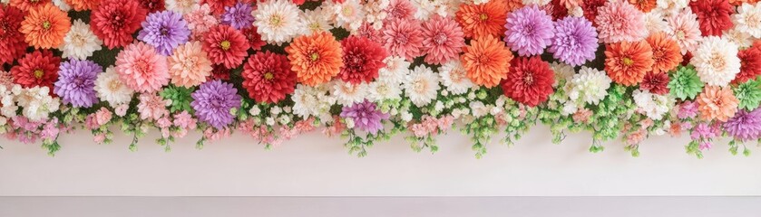 Large flower wall hanging decor with vibrant floral patterns on a textured wall background