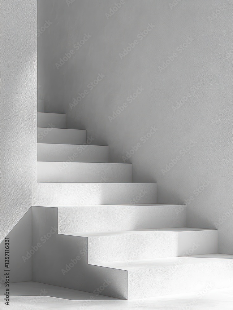 Poster Minimalist Abstract Staircase Design with Soft Diffused Light and Clean Lines for Product Showcase