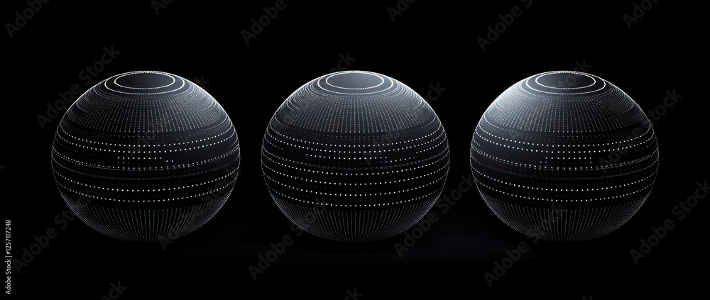 Fototapete minimalistic 3d spherical design with dotted lines and balanced composition