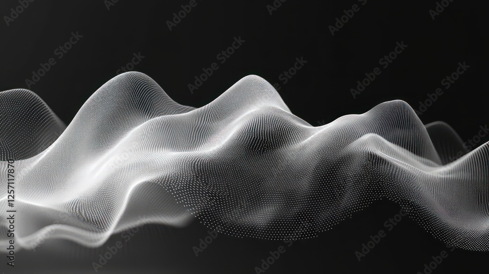 Poster abstract wave patterns in monochromatic design with ambient light and symmetrical flow