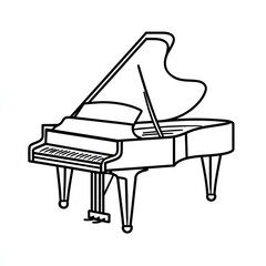 A Simple Line Drawing Of A Grand Piano