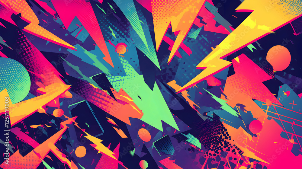 Poster abstract lightning bolt pattern with vibrant color and modern design