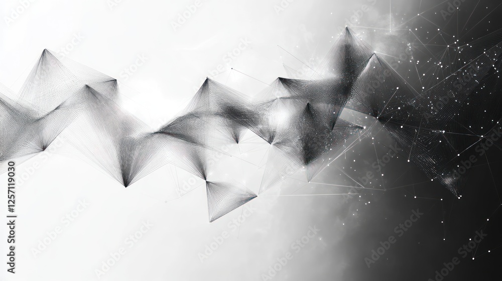 Aufkleber Abstract Network Connection Structure Geometric Shapes Big Data Visualization Digital Background Technology Design