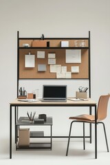 Fototapeta premium Modern minimalist home office workspace design with laptop