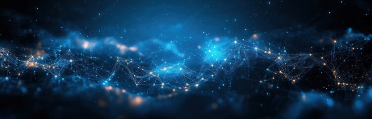 Futuristic Abstract Cyberpunk Data Visualization with Interconnected Nodes and Lines