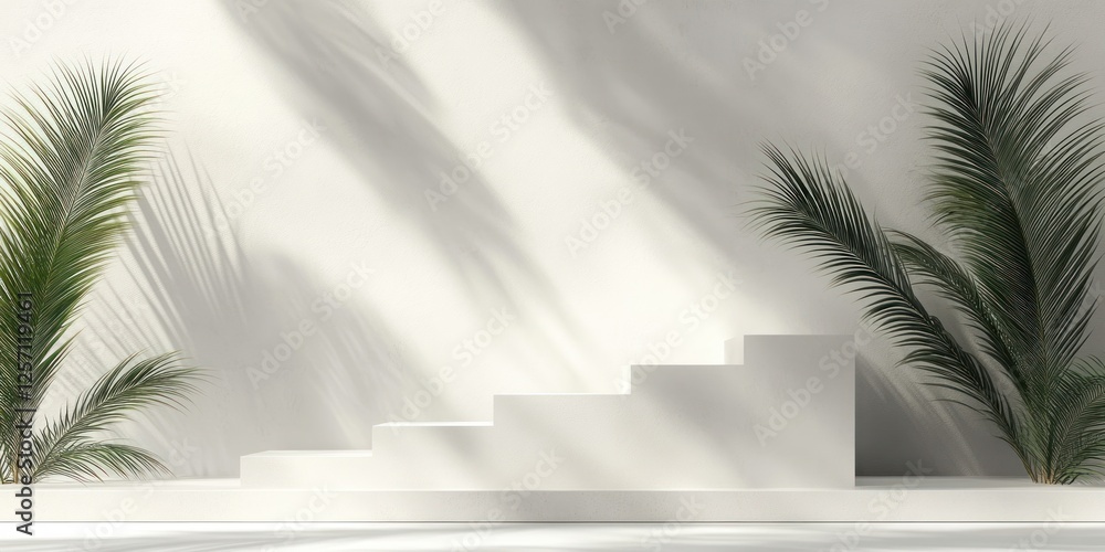 Poster Minimal Geometric Display Podium for Product Advertising and Presentation in a Modern Abstract Scene