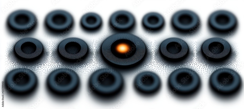 Aufkleber minimalist geometric halftone circles in high contrast black and white with circular shapes and dot 