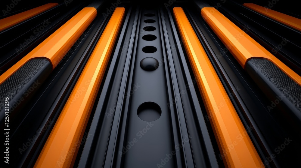 Poster abstract background design with orange and black elements and lines