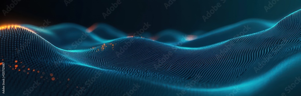 Aufkleber 3d abstract wave digital visualization of big data in blue and teal
