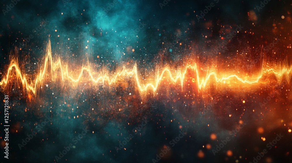 Poster an artistic rendering of heart wave patterns emerging from a heartbeat monitor, incorporating elemen