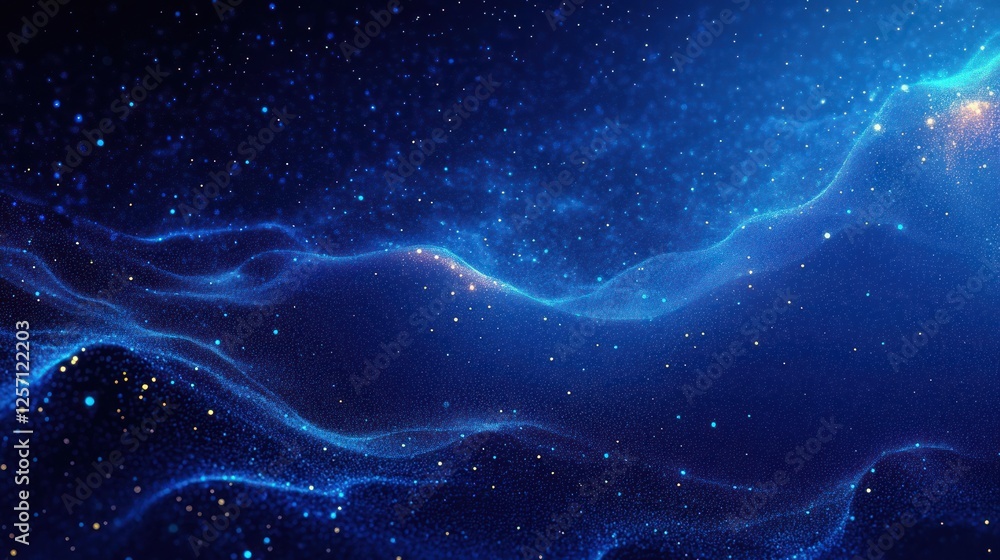 Poster abstract blue wave particles gradient digital background futuristic technology