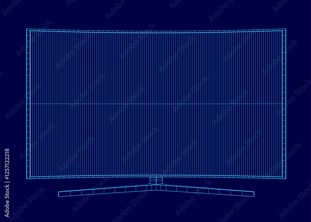 Poster a blue drawing of a television with a screen. the image is a stylized representation of a television