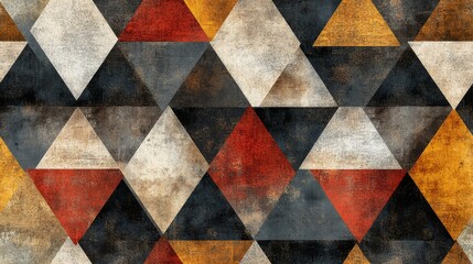 Abstract geometric background featuring triangles with distressed textures and colors