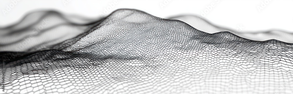 Poster futuristic hexagonal landscape abstract background mesh structure digital terrain rendering