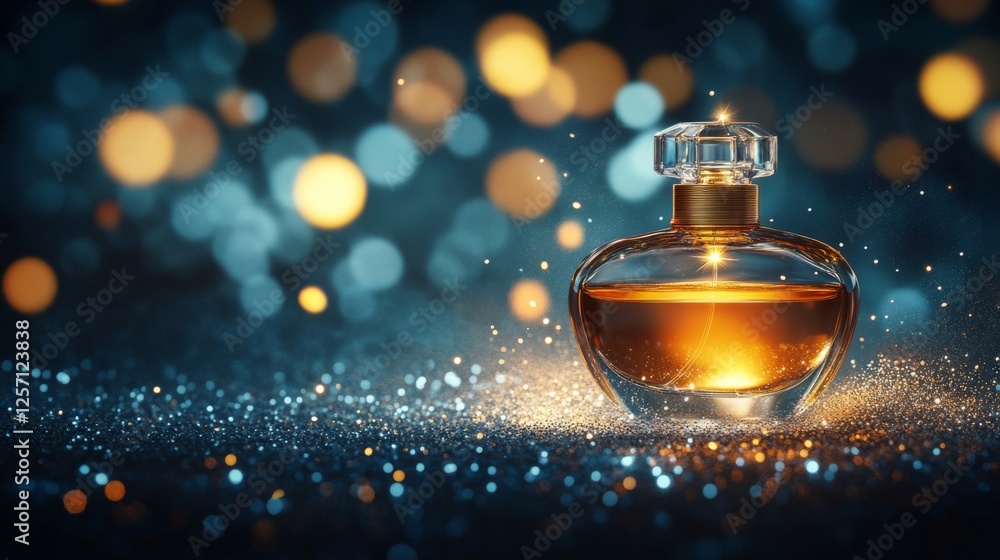 Poster A captivating scene of perfume mist gracefully diffusing in the air, with shimmering droplets catching the light, embodying the allure of fragrance