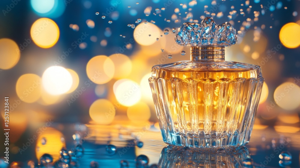 Aufkleber a captivating scene of perfume mist gracefully diffusing in the air, with shimmering droplets catchi