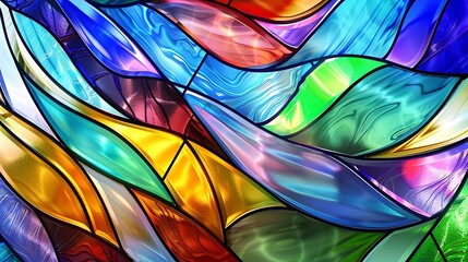 A stunningly artistic stained glass window design featuring organic flowing shapes and a dazzling interplay of light, bringing a touch of elegance, cut out on a clean white background, 8k UHD, 