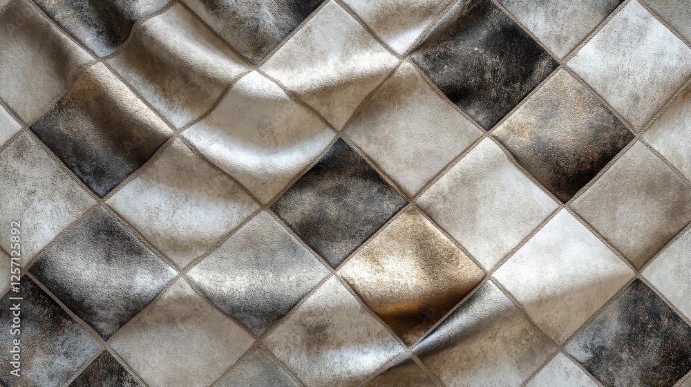 Poster a diamond pattern with subtle variations of silver and gray