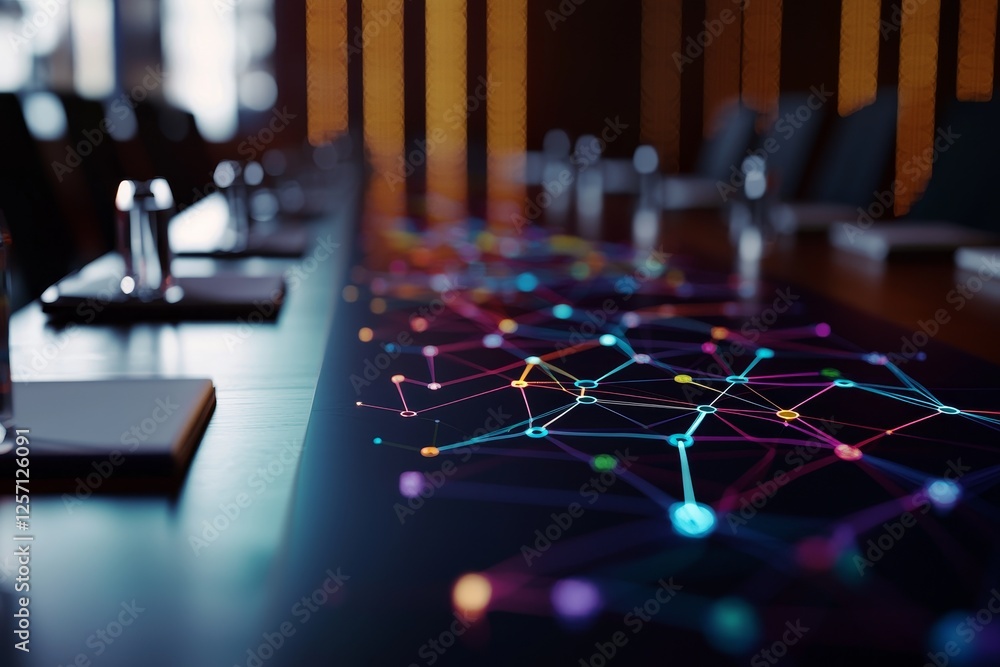 Aufkleber digital transformation strategy adaptation concept. digital network design on a conference table in 