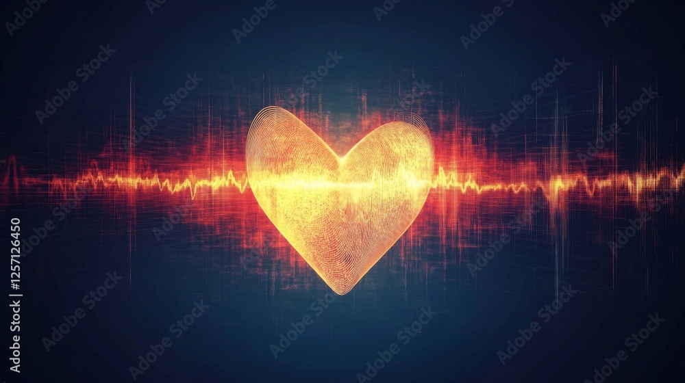 Aufkleber a conceptual graphic showing a heart wave merging with sound waves, illustrating the connection betw