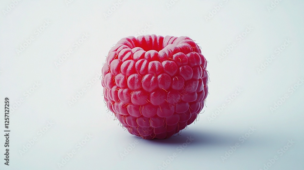 Aufkleber Fresh and Single Raspberry with Detailed Texture on White Background