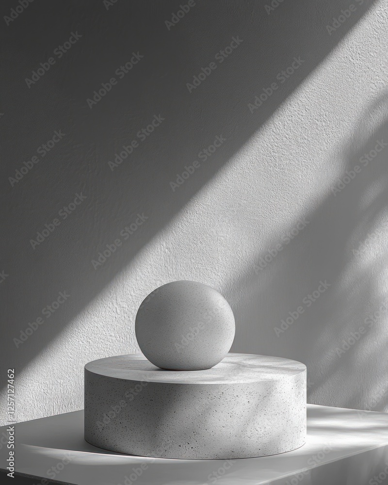 Aufkleber minimalist still life composition with round object on pedestal for product presentation and brandin