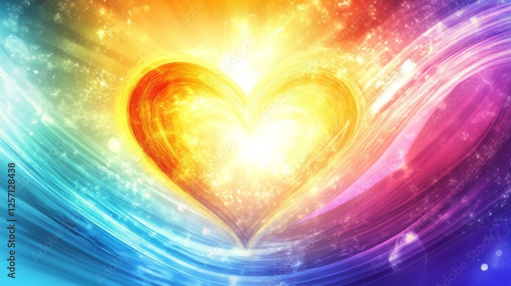 Aufkleber a glowing heart wave pattern flowing through a gradient background, capturing the essence of life an