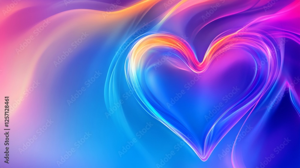 Aufkleber a glowing heart wave pattern flowing through a gradient background, capturing the essence of life an