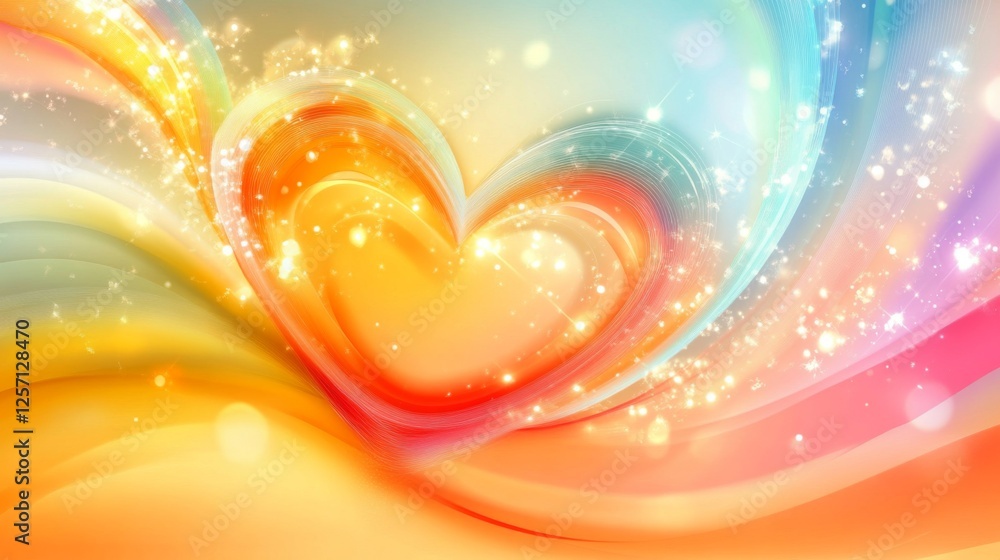 Aufkleber a glowing heart wave pattern flowing through a gradient background, capturing the essence of life an
