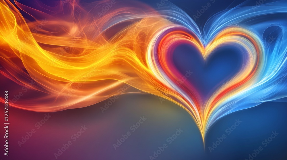 Poster a glowing heart wave pattern flowing through a gradient background, capturing the essence of life an