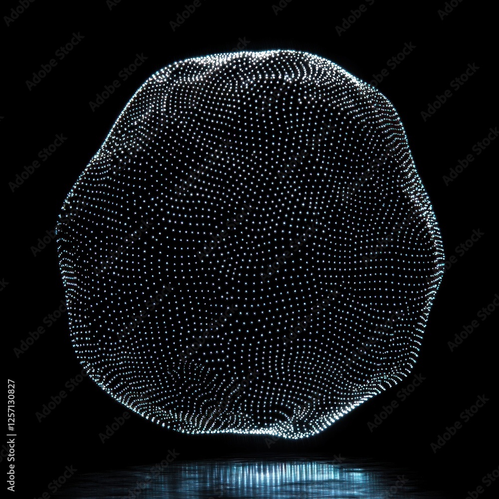 Poster floating sphere with luminous dots abstract representation minimalist art