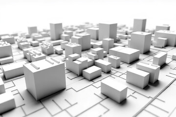 Fototapeta premium White 3D Town Planning Model Study: Conceptual Architectural Analysis of a Town