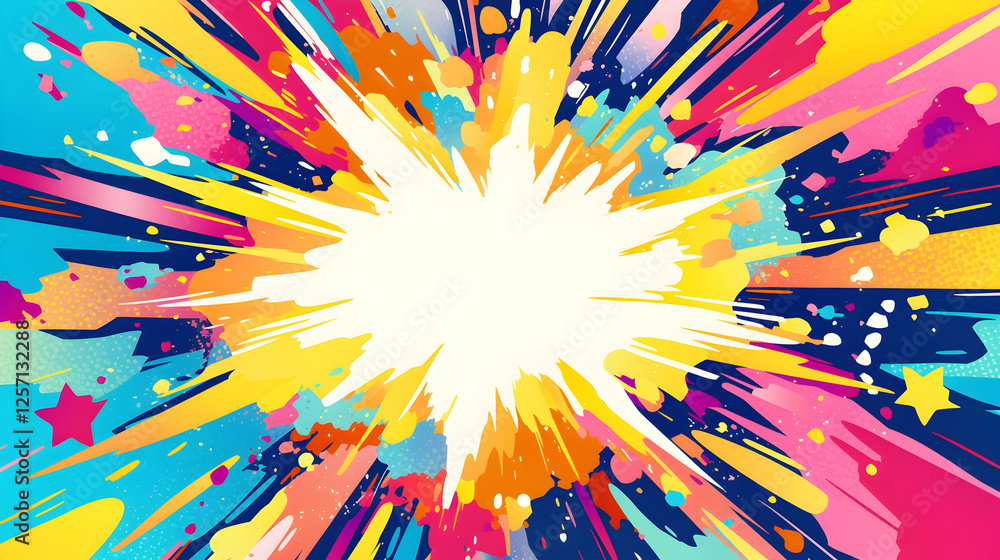 Poster abstract colorful explosion background with burst effect for graphic design