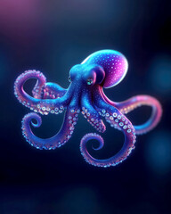 A vibrant octopus with colorful patterns swimming gracefully.
