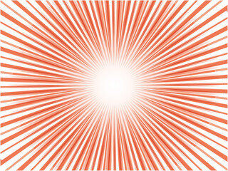 鮮やかに放射するメタリックな集中線背景素材_ライトレッド