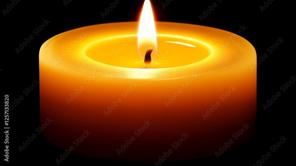 Poster Close-up of a flickering candle flame in a dark room, casting soft shadows and creating a cozy ambiance, emphasizing the glow and warmth